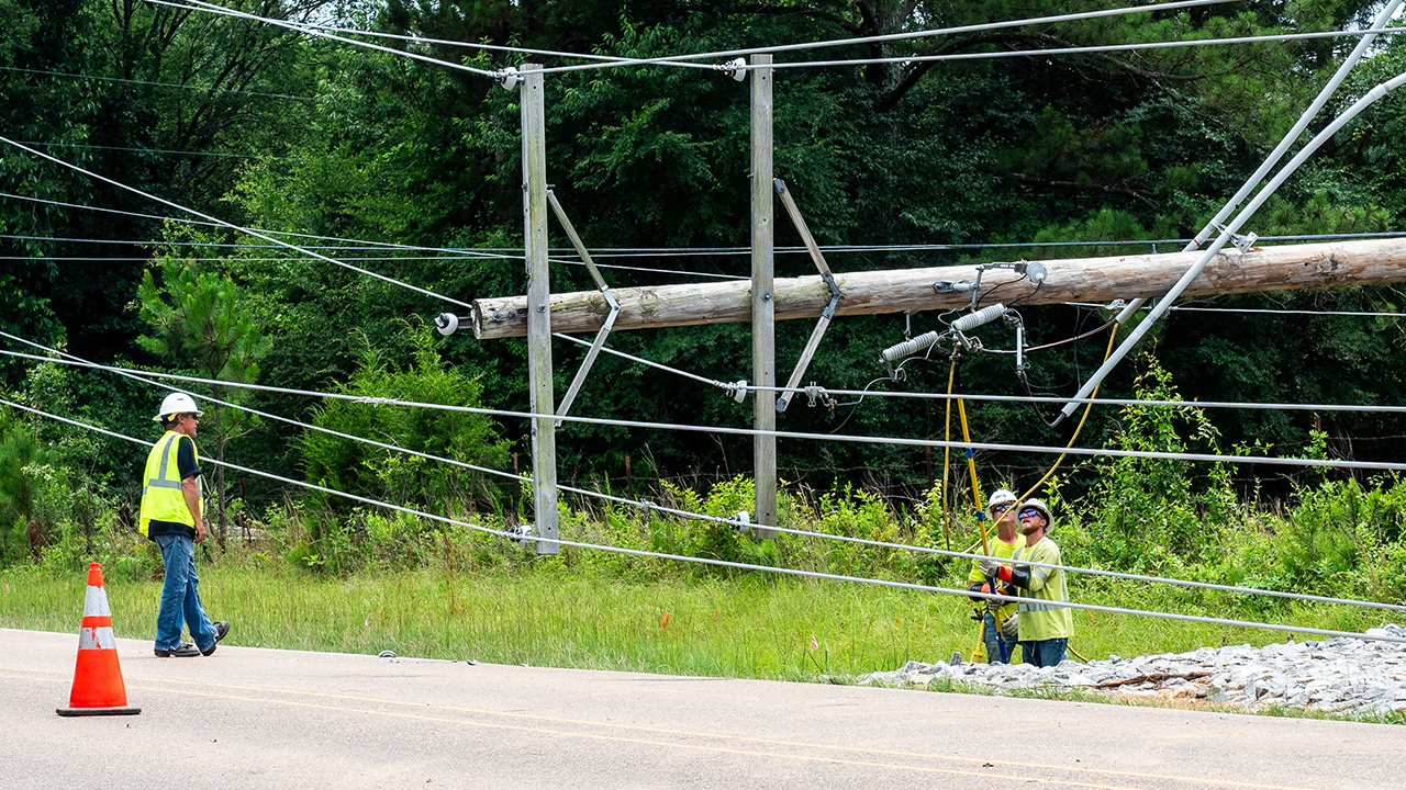 Crews restore power after storms cause widespread damage throughout Entergy Mississippi's service area.